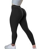 AIMILIA Women's High Waisted Butt Lifting Leggings Ruched Butt Seamless Booty Yoga Pants Tummy Control Sport Tights Black