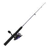 Zebco Dock Demon Spinning Reel and Fishing Rod Combo, 30-inch 1-Piece Fiberglass Fishing Pole, EVA Rod Handle, Size 10 Reel, Powertrain Drag, Pre-Spooled with 6-Pound Zebco Line, Purple