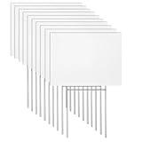 10-Pack 16x12 Inch Double-Sided Blank Yard Signs with H-Shaped Metal Stakes – Weatherproof White Corrugated Plastic Yard Sign for Garage Sales, Parties, & Outdoor Events