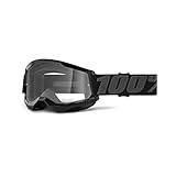 100% Strata 2 Motocross & Mountain Bike Goggles - MX and MTB Racing Protective Eyewear (Black - Clear Lens)