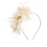 Womens Fascinators Hats Tea Party Hats for Women, Feather Pearl Veil Headband for Wedding Cocktail Dresses Accessories