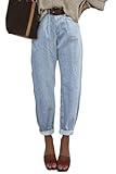 Astylish Jeans for Women High Waisted Baggy Boyfriend Cropped Teen Girls Denim Pants Sky Blue Size 8