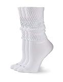 HUE Women's Slouch Socks 3 Pair Pack, White/White/White, One Size