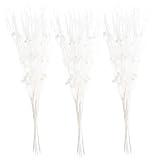 Vitalili 18 Pack Artificial Glitter Berry Stem Ornaments Decorative Christmas Picks Glittery Bead Sticks Branches for Christmas Tree Decor Home Decor (White)