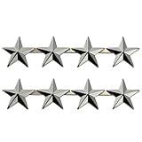 Hero's Pride Rank Insignia, Four Five-Pointed Star Pin, 2 Posts and Clutch Backs, 5/8" High, Pack of 2, Silver Finish