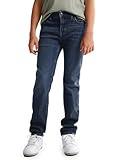 Haloumoning Boys Casual Denim Pants Kids Stretch Straight Fit Jeans with Pockets 5-14 Years Navy Blue