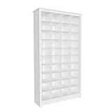 Prepac White Tall Storage Cabinet, Shoe Cabinet, Cube Storage Organizer with 40 Shoe Cubbies 13" D x 39.5" W x 72.5" H, WUSG-0011-1