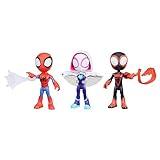 Spidey and his Amazing Friends 3-Pack, 4-Inch Scale Marvel Action Figures, Includes 3 Figures and 3 Accessories, Spider-Man, Ghost-Spider & Miles Morales (Amazon Exclusive)
