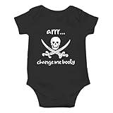 AW Fashions Arrr Change Me Booty Baby Bodysuit Fun and Adorable Newborn Clothing Trendy Infant Outfit (6 Months, Black)