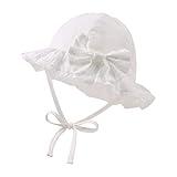JANGANNSA Baby Girl Sun Hat with Bowknot Bucket Hats for Infant Toddler Summer Sun Protection (White Small Flower, 46cm)
