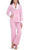 PajamaGram Women's Pajamas Super Soft - Fleece Pajamas Women, Pink, L, 12-14