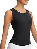 baleaf Women's Workout Tank Tops Sleeveless Athletic Gym Shirts Fitted Crop Tops Yoga Tennis Running Black L
