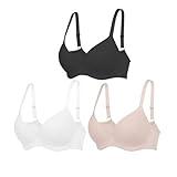 Mourzaor 3Pcs Set Everyday Bra for Women T-Shirt Push Up Underwear with Support Anti-Sag Causal Comfortable Lingerie