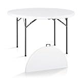 SUPER DEAL 4 Foot Round Folding Card Table, 48" Indoor Outdoor Portable Plastic Kitchen or Camping Picnic Party Wedding Event Table, White
