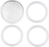 3Pcs White 3 Cup Replacement Silica Gel Gaskets and Aluminum Filters for Moka Pot Coffee Bottle 3 Cup OneSize,Paper and Plastic Household Supplies