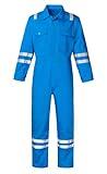 SUSHIMIAN Men's Work Coverall High Visibility Overalls Mechanics Coveralls Workwear Jumpsuit with Multi Pockets, Blue, XXL