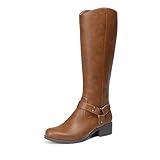 DREAM PAIRS Boots For Women Knee High, Comfortable Pull On Side Zipper Buckle Riding Boots,Size 9,Brown,SDKB2312W