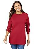 Woman Within Women's Plus Size Perfect Long-Sleeve Crewneck Tee - 1X, Classic Red