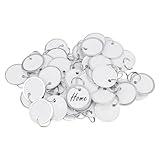 Uniclife 100 Pcs Key Tags 1 Inch White Paper Labels Writable Round Plastic Key Chain Tags with Split Rings Sturdy Lightweight Item Identifiers