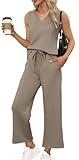 XIEERDUO Two Piece Sets for Women Summer Travel Airport Outfits Comfy Lounge Sets Resort Wear for Womens 2025 Clothing Brown M