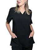 MISS POPULAR Women's Scrub Tops for Medical Professionals, Nurses, Doctors (US, Alpha, X-Large, Regular, Regular, Black)