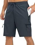 Rdruko Men's Outdoor Hiking Shorts Water Resistant Stretch Cargo Shorts for Men Camping Athletic Shorts with Pockets,Cool Grey,XL