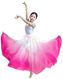 Z&X Gradient Color Sheer Long Flowy Wrap Skirt Modern Ballet Lyrical Dance Costumes for Girls Ballerinas Photography Performance Tag M, Rose White
