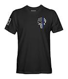 Fantastic Tees Thin Blue Line Law Enforcement Police Officer Patriotic Skull Men's T Shirt (Black, M)