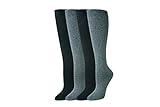 Amazon Essentials Women's Comfortable Casual Cotton Knee High Socks, 4 Pairs, Black/Grey, 6-9