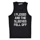 Crazy Dog Mens I Flexed and The Sleeves Fell Off Tank Top Funny Gym Workout Tee Hilarious Sleeveless Muscle Shirt for Guys at The Gym Black L