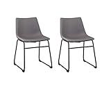 Signature Design by Ashley Centiar Urban Industrial 19" Faux Leather Bucket Dining Chair, 2 Count, Gray