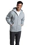 Fruit of the Loom Men's Eversoft Fleece Sweatshirts & Hoodies, Moisture Wicking & Breathable, Sizes S-4X, Full Zip-Grey Heather, Medium