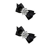 Douqu Rhinestone Crystal Wedding Bridal Shoe Bow Boots Clips detachable shoes buckle Shoe Decoration Charms Pair Jewelry (Black)