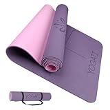 YOGATI Yoga Mat with Alignment Lines. Exercise mat with carry strap. Pilates mats for yoga or Fitness. Non slip Workout Mat. Thick Yoga Mats for women and men. Gym mats for home. Yoga matt thick.