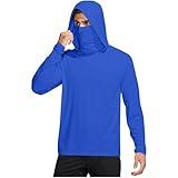 Long Sleeve Sun Shirt Men UPF 50+ Rash Guard Cooling Fishing Hoodies with Mask Casual Summer Lightweight Hiking Blouses