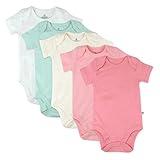 HonestBaby Organic Cotton Short Sleeve Onesies Bodysuits Multi Pack, 5-Pack Strawberry Cream, 18 Months