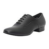 Linodes Men's Latin Dance Shoes 1 Inch Leather Sole Ballroom Salsa Tango Waltz Character Shoe-Black-10.5M-UPD