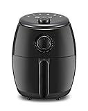 Elite Gourmet EAF-0201 Personal Compact Space Saving Electric Hot Air Fryer Oil-Less Healthy Cooker, Timer & Temperature Controls, 1000W, 2.1 Quart, Black