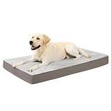 KSIIA Orthopedic Dog Bed Dog Crate Bed Waterproof for Large Dogs Deluxe Plush Washable Pet Mat with Egg Crate Foam & Removable Cover, 35 x 22 Inch, Gray