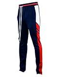 SCREENSHOTBRAND-P11055 Mens Hip Hop Premium Slim Fit Track Pants - Athletic Fashion Jogger 2-Tone Side Panel Color Block Bottoms-Navy/Red-Small