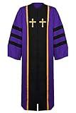 iunoket Men's Medieval Monk Priest Cloak Minister Pastor Robes Clergy Pulpit Christian Robe Church Father Purple Uniform