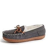 Fireside by Dearfoams Women's Alice Springs Shearling Indoor/Outdoor Moccasin Slipper, Grey, 8