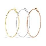 Cocadant Big Gold Hoop Earrings for Women,3 Colors Large Thin 60mm Rose Gold Silver Hoop Earrings Set Stainless Steel 14K Gold Plated with Hypoallergenic Sterling Silver Post