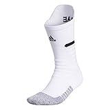 adidas Adizero Football Socks (1 Pair) Cushioned Crew for Men Women Team Sports, White/Black, Medium