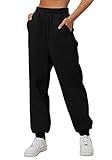 Yovela Sweatpants Women Baggy High Waisted Sweat Pants Fall Clothes Casual Joggers Y2k Aesthetic 2024 Winter Fashion Trendy Warm Outfits Cute Comfy Tall Trousers with Pockets Black M