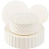 U-QE 100 Piece Ivory Scalloped Plastic Plates for Party - Plastic Plates Disposable Heavy Duty - High End Disposable Plates for Party Including 50PCS 9'' & 50PCS 6.5''