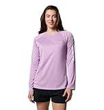 Columbia Women's Tidal Tee Heather Long Sleeve, Hydrangea Heather/White Logo, Medium