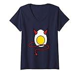 Womens Deviled Egg Halloween | Cool Boiled Egg Funny Gift V-Neck T-Shirt