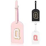 EMOOULI 1 Pack Luggage Tags for Suitcases Cute Letter Luggage Tags Travel in Style with Personalized Luggage Tags - Gift for Kids and Adults!(Pink+Q)