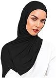 VOILE CHIC Instant Hijab Scarf for Women - Premium Jersey Head Scarf Wrap - Made in Turkey (Black)